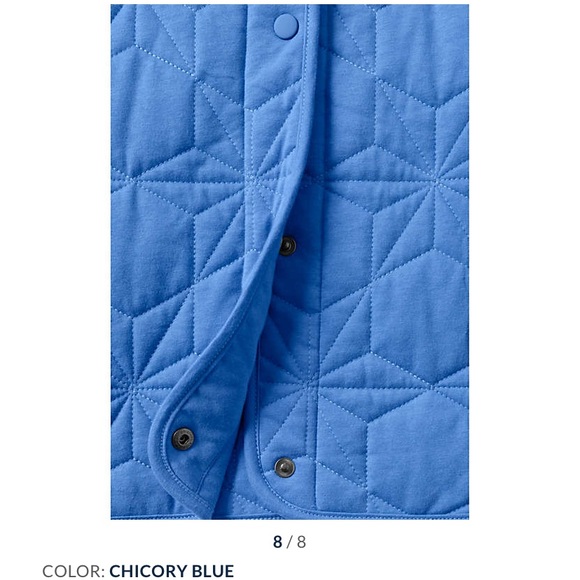 Lands’ End Bright Blue Quilted Insulated Jacket Snaps Barn Jacket - Picture 6 of 14